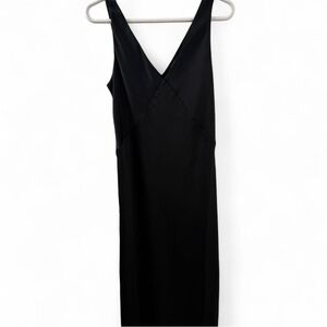 NWOT Black Satin Sleeveless Slip Dress size XS